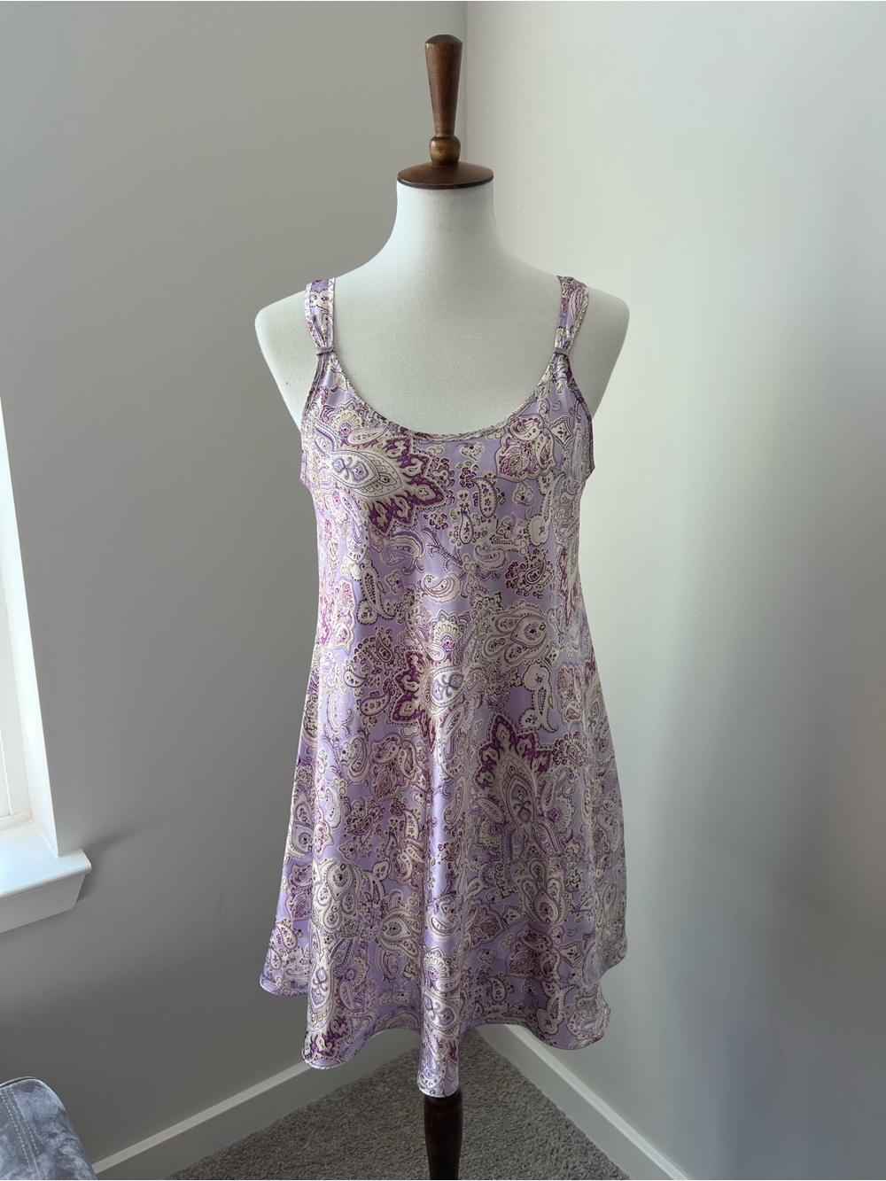 Oscar de la Renta Lilac and Cream Paisley Silk Dress